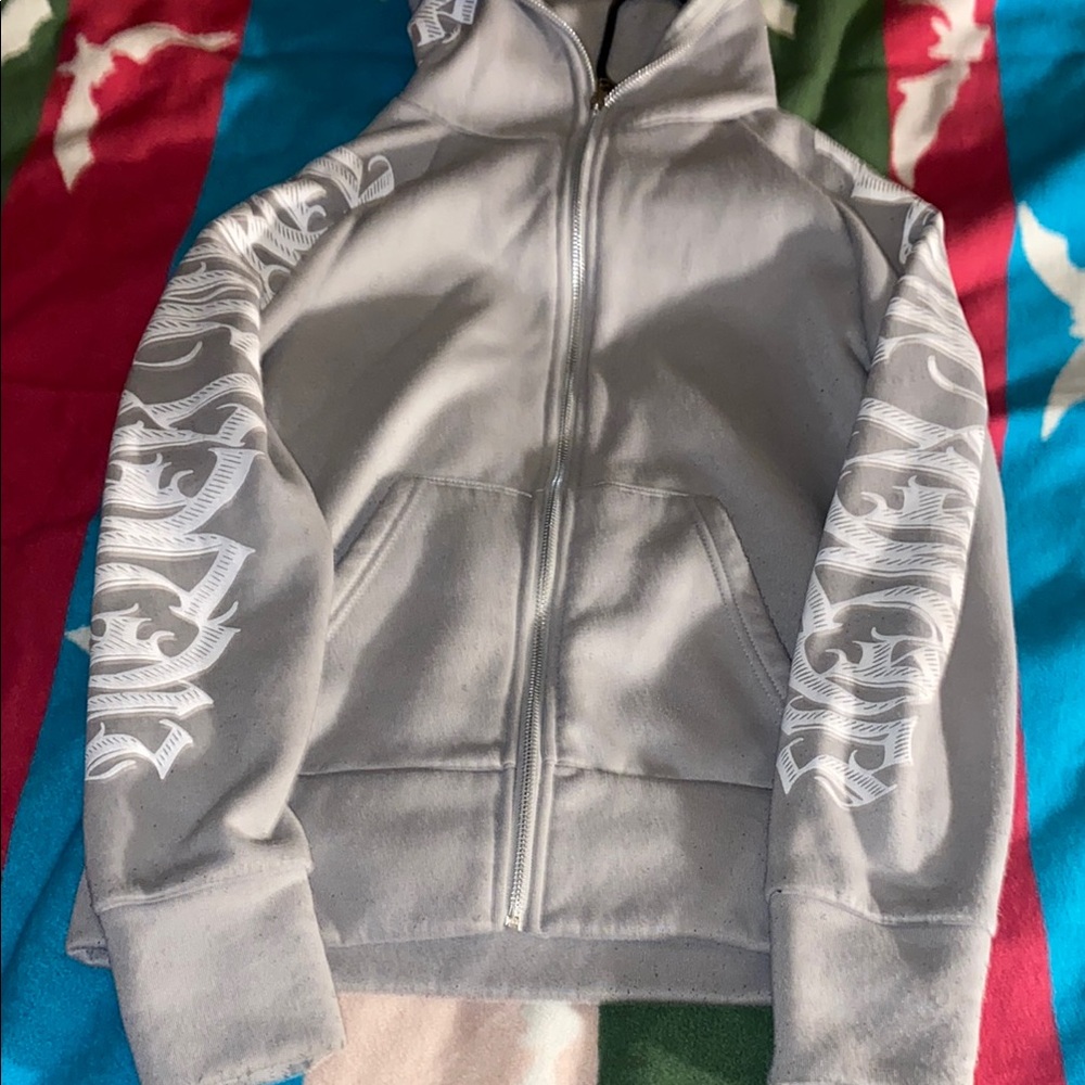 Gray Kids Hoodie with White Print